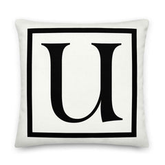 Letter U border monogram throw pillow