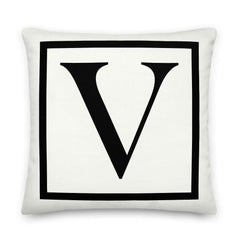 Letter V border monogram throw pillow