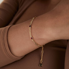 January Birthstone Scarlet Curb Chain Bracelet, Bracelets, $ 28.00, A Moment Of Now™