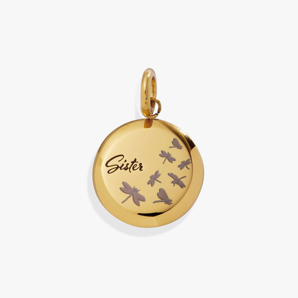Sister Dragonfly Disc Charm, Charms & Pendants, $ 18.00, A Moment Of Now™