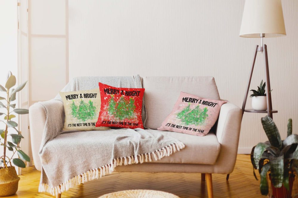 Watercolor Snowy Christmas Tree Holiday Decoration Throw Pillow Cushion Cover Case | Boutique In USA, Throw Pillows, $ 45.00, A Moment Of Now™