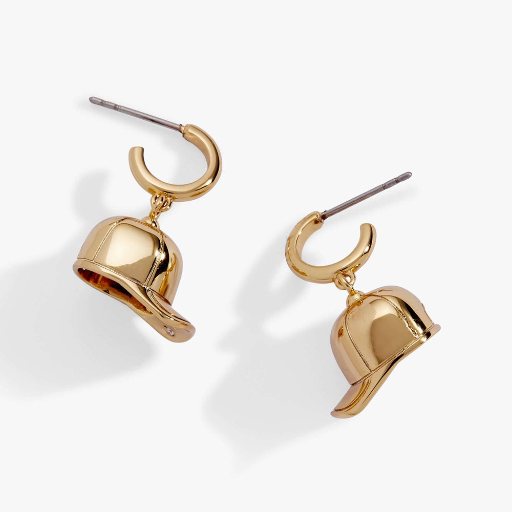 Baseball Cap Huggie Drop Earrings, Earrings, $ 28.00, A Moment Of Now™