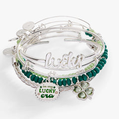 Lucky Four-Leaf Clover Bangle Set of 5, Bracelets, $ 128.00, A Moment Of Now™