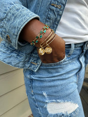Initial M Pave Starburst Texture Bangle, Bracelets, $ 28.00, A Moment Of Now™