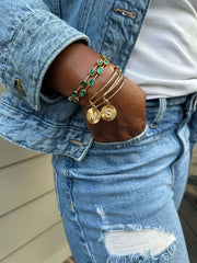 Initial M Pave Starburst Texture Bangle | Boutique In USA, Bracelets, $ 28.00, A Moment Of Now™