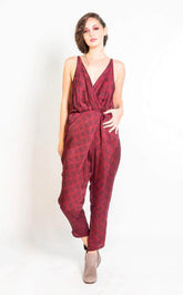 Silky Strappy Jumpsuit in Berry & Black Sketched Plaid | Boutique In USA, Jumpsuits, $ 138.00, A Moment Of Now™