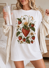 Boho Strawberry Comfort Colors® Shirt, Vintage Celestial Fruit Graphic Tee, Cottagecore Botanical T-Shirt, Nature Lover Gift