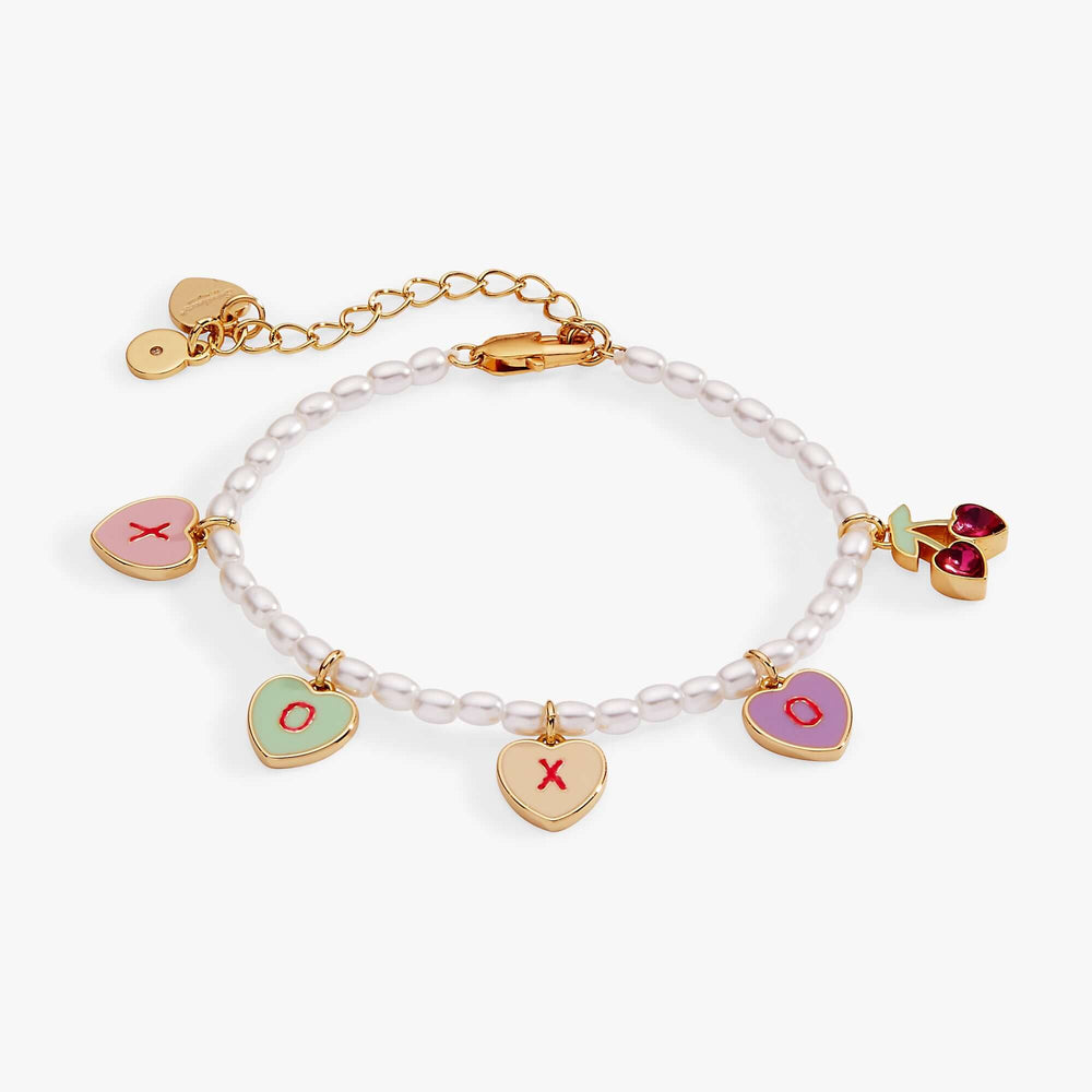 Sweethearts® ‘XOXO’ Heart Charm Beaded Pearl Bracelet, Bracelets, $ 48.00, A Moment Of Now™