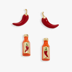 Taco Hot Sauce & Pepper Stud Set, Earrings, $ 44.00, A Moment Of Now™