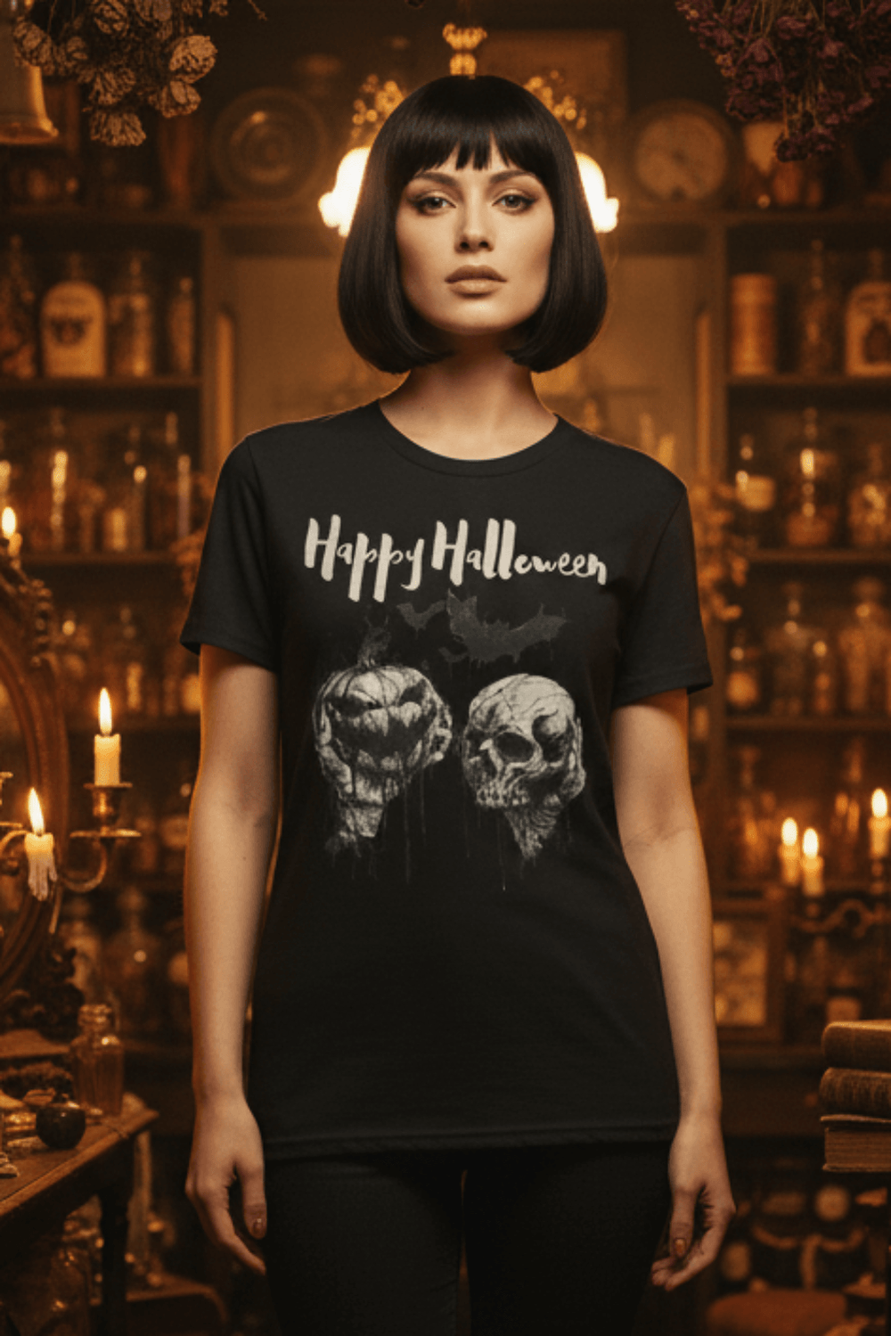 Skull & Jack O'Lantern Tee | Spooky Vintage Halloween Shirt | Boutique In USA, T-Shirts, $ 32.50, A Moment Of Now™
