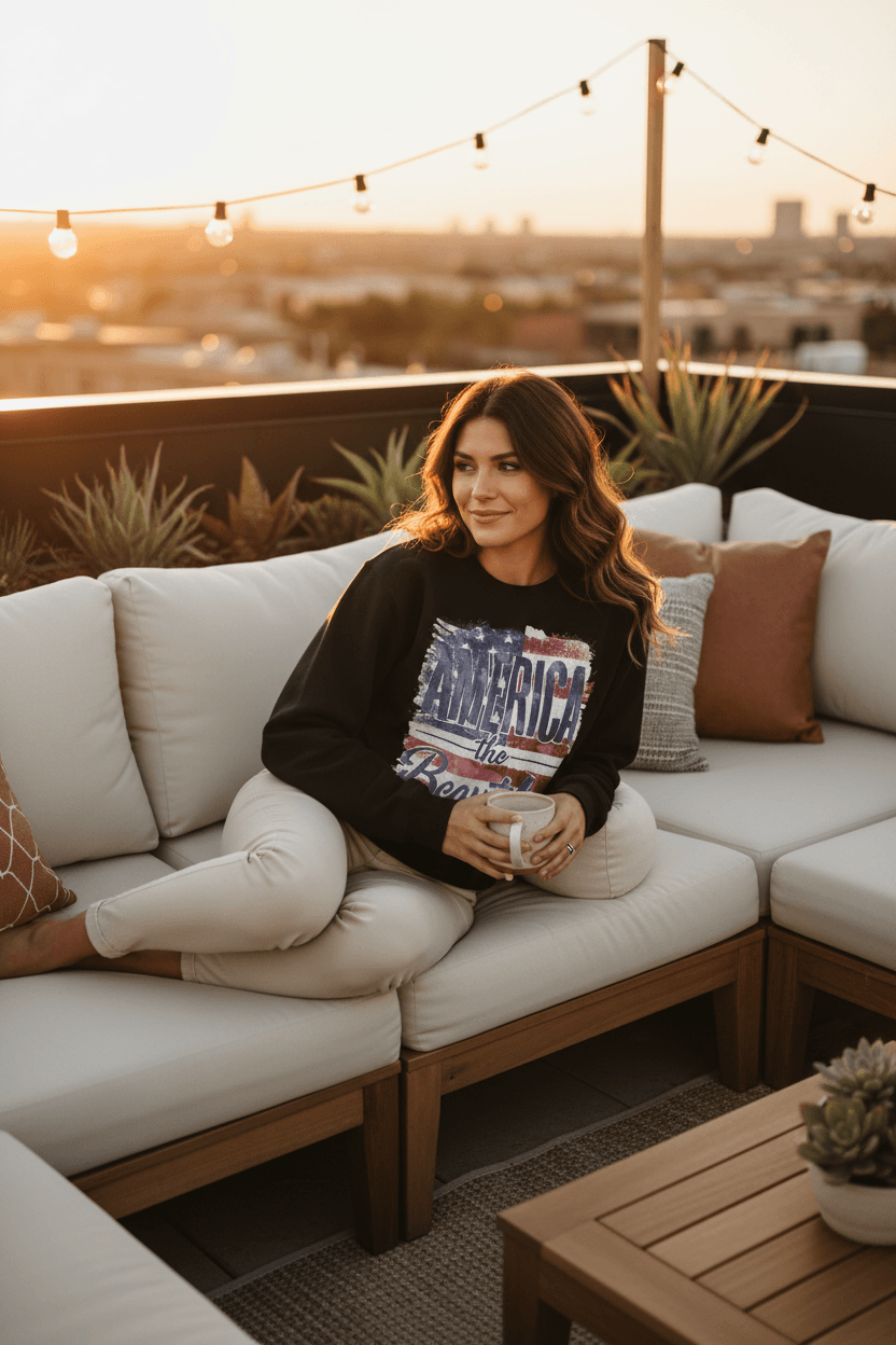 America The Beautiful Oversized Heavyweight Sweatshirt | Patriotic USA Graphic Pullover | Vintage American Pride Crewneck | Boutique In USA, Sweatshirts, $ 65.00, A Moment Of Now™