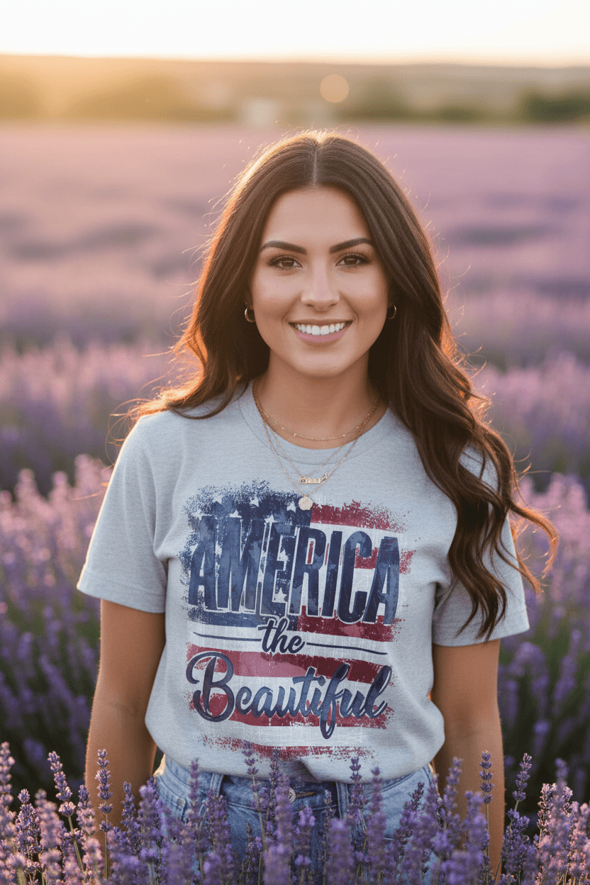 America The Beautiful T-Shirt | Patriotic Graphic Tee | Fourth of July Shirt | Boutique In USA, T-Shirts, $ 40.50, A Moment Of Now™