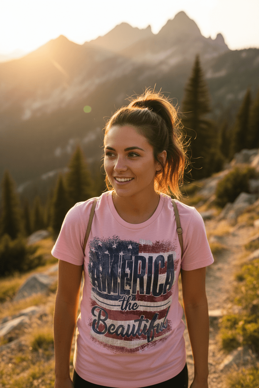 America The Beautiful T-Shirt | Patriotic Graphic Tee | Fourth of July Shirt | Boutique In USA, T-Shirts, $ 40.50, A Moment Of Now™