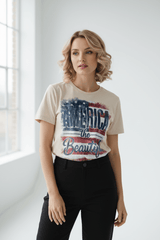 America The Beautiful T-Shirt | Patriotic Graphic Tee | Fourth of July Shirt | Boutique In USA, T-Shirts, $ 40.50, A Moment Of Now™