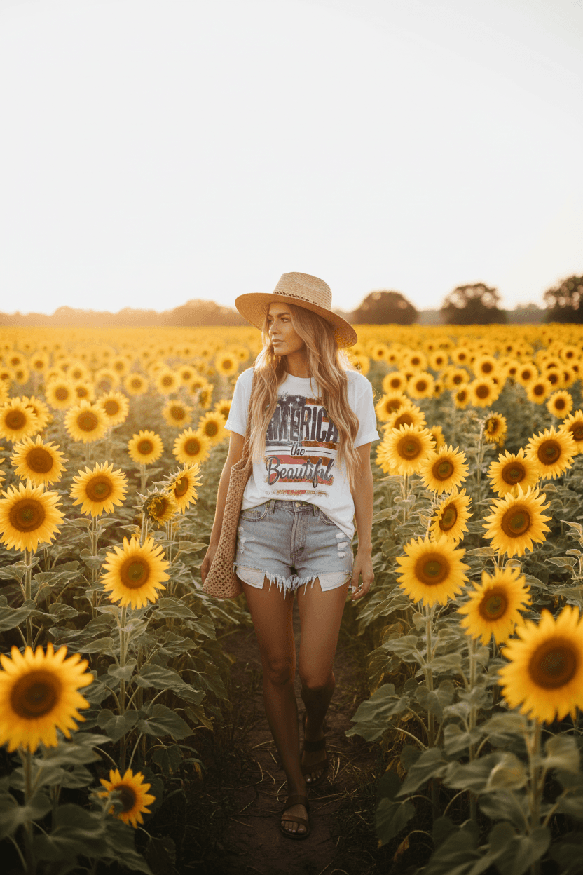 America The Beautiful T-Shirt | Patriotic Graphic Tee | Fourth of July Shirt | Boutique In USA, T-Shirts, $ 40.50, A Moment Of Now™