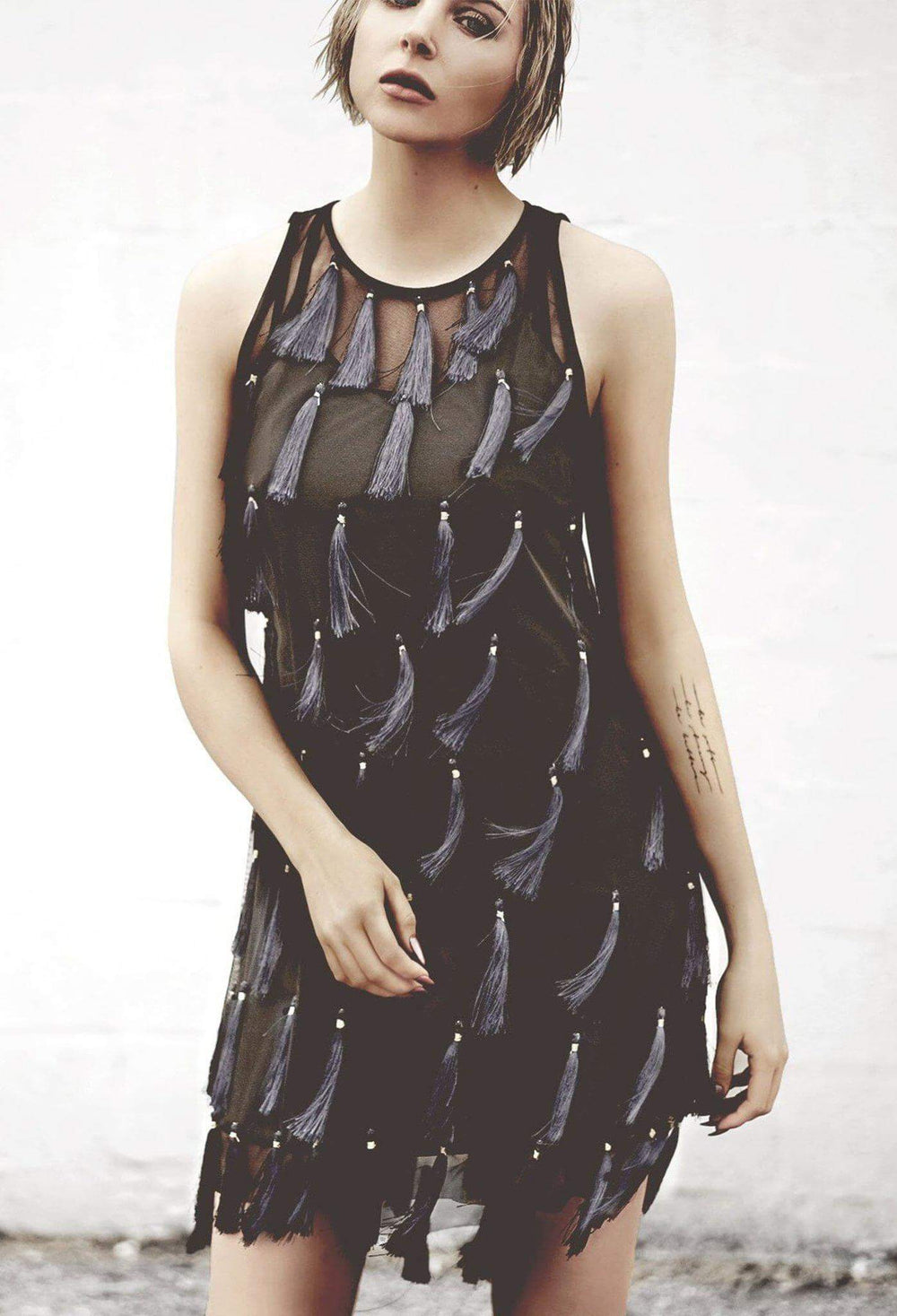 Flapper Chic Tassel Dress in Black + Sapphire | Boutique In USA, Dresses, $ 198.00, A Moment Of Now™