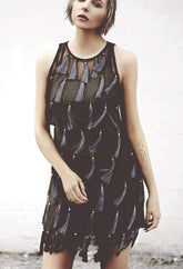 Flapper Chic Tassel Dress in Black + Sapphire | Boutique In USA, Dresses, $ 198.00, A Moment Of Now™