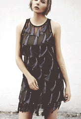 Flapper Chic Tassel Dress in Black + Sapphire | Boutique In USA, Dresses, $ 198.00, A Moment Of Now™
