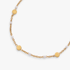 White Enameled Chain Coin Station Anklet