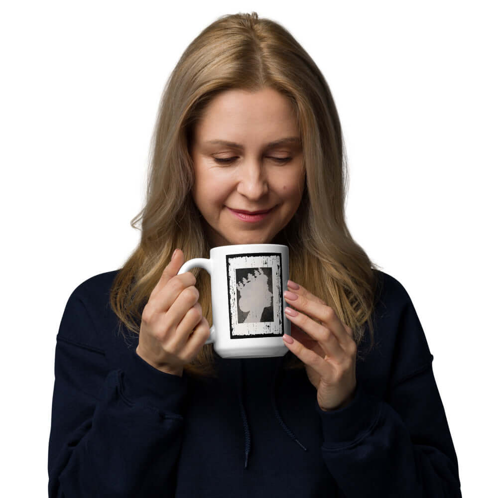 The Queen Silhouette Distressed Graphic Mug, Mugs, $ 17.50, A Moment Of Now™