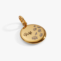 Wife Flower Disc Charm | Boutique In USA, Charms & Pendants, $ 18.00, A Moment Of Now™