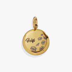 Wife Flower Disc Charm | Boutique In USA, Charms & Pendants, $ 18.00, A Moment Of Now™