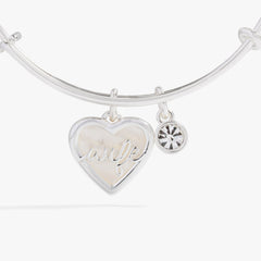 Wife Mother of Pearl Heart Bangle, Bracelets, $ 34.00, A Moment Of Now™
