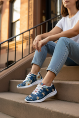 Star-Spangled Bloom Patriotic Floral Women's Sneakers