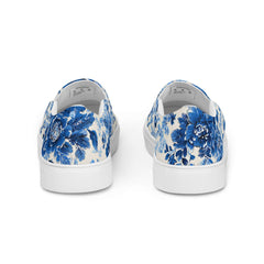 Blue & White Floral Chinoiserie Slip-On Canvas Sneakers | Elegant Pattern Casual Shoes | Boutique In USA, Sneakers, $ 70.00, A Moment Of Now™