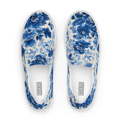Blue & White Floral Chinoiserie Slip-On Canvas Sneakers, Sneakers, $ 70.00, A Moment Of Now™