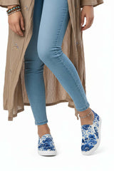 Blue & White Floral Chinoiserie Slip-On Canvas Sneakers, Sneakers, $ 70.00, A Moment Of Now™