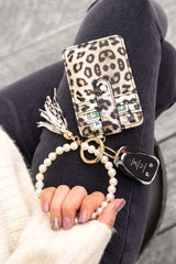 Pearl Key Ring Vegan Leather Wallet Bracelet, Wallet Bracelets, $ 30.95, A Moment Of Now™