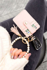Pearl Key Ring Vegan Leather Wallet Bracelet, Wallet Bracelets, $ 30.95, A Moment Of Now™