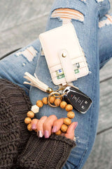 Leopard Beaded Key Ring Wallet Bracelet, Wallet Bracelets, $ 30.95, A Moment Of Now™