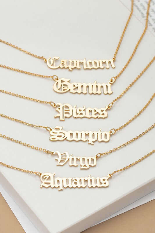 Laser Cut Zodiac Sign Pendant Necklace, Necklaces, $ 25.00, A Moment Of Now™