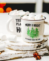 Snowy Christmas Holiday Trees Watercolor Painting Snowflake Pine Trees Enamel Mug, Mugs, $ 25.50, A Moment Of Now™
