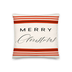 Festive Merry Christmas Holiday Text Graphic with Red Strips Premium Decorative Throw Pillow Accent Cushion, Throw Pillows, $ 55.00, A Moment Of Now™