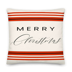 Festive Merry Christmas Holiday Text Graphic with Red Strips Premium Decorative Throw Pillow Accent Cushion, Throw Pillows, $ 55.00, A Moment Of Now™