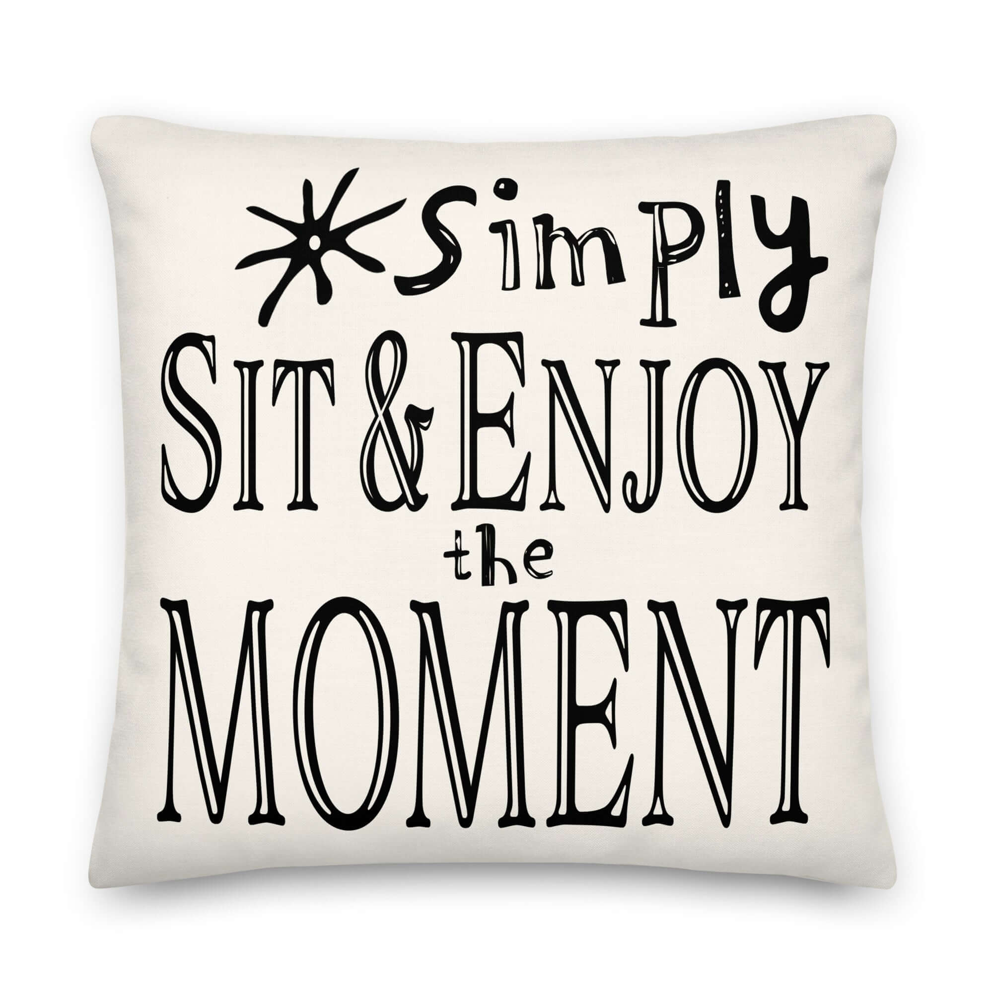 Simply Sit & Enjoy the Moment Mindfulness Decorative Pillow - Floral White, Throw Pillows, $ 73.50, A Moment Of Now™