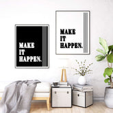 Black & White Make It Happen Poster | Motivational Inspirational Quote Wall Art Print | Wall Decor | Wall Art, Posters, $ 17.50, A Moment Of Now™