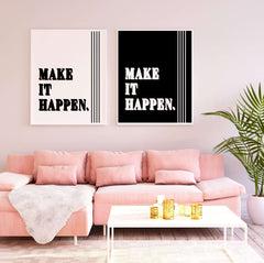 Black & White Make It Happen Poster | Motivational Inspirational Quote Wall Art Print | Wall Decor | Wall Art, Posters, $ 17.50, A Moment Of Now™
