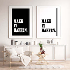Black & White Make It Happen Poster | Motivational Inspirational Quote Wall Art Print | Wall Decor | Wall Art, Posters, $ 17.50, A Moment Of Now™