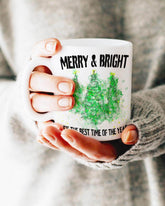 Snowy Christmas Holiday Trees Watercolor Painting Snowflake Pine Trees White Glossy Coffee Tea Cup Mug, Mugs, $ 17.00, A Moment Of Now™
