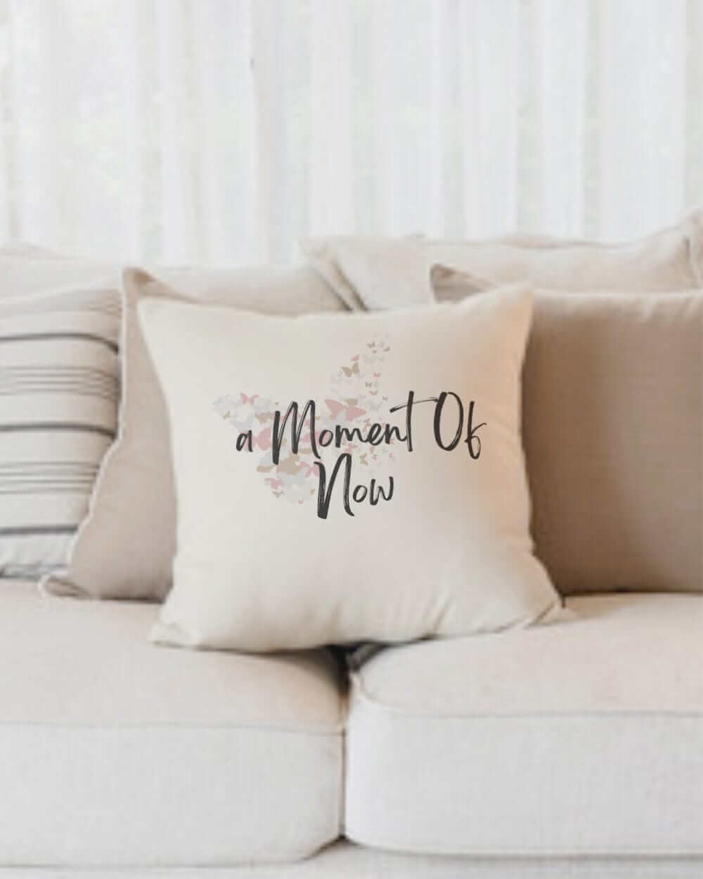 A Moment Of Now Mindfulness Premium Decorative Throw Pillow Accent Cushion in Floral White, Throw Pillows, $ 64.50, A Moment Of Now™