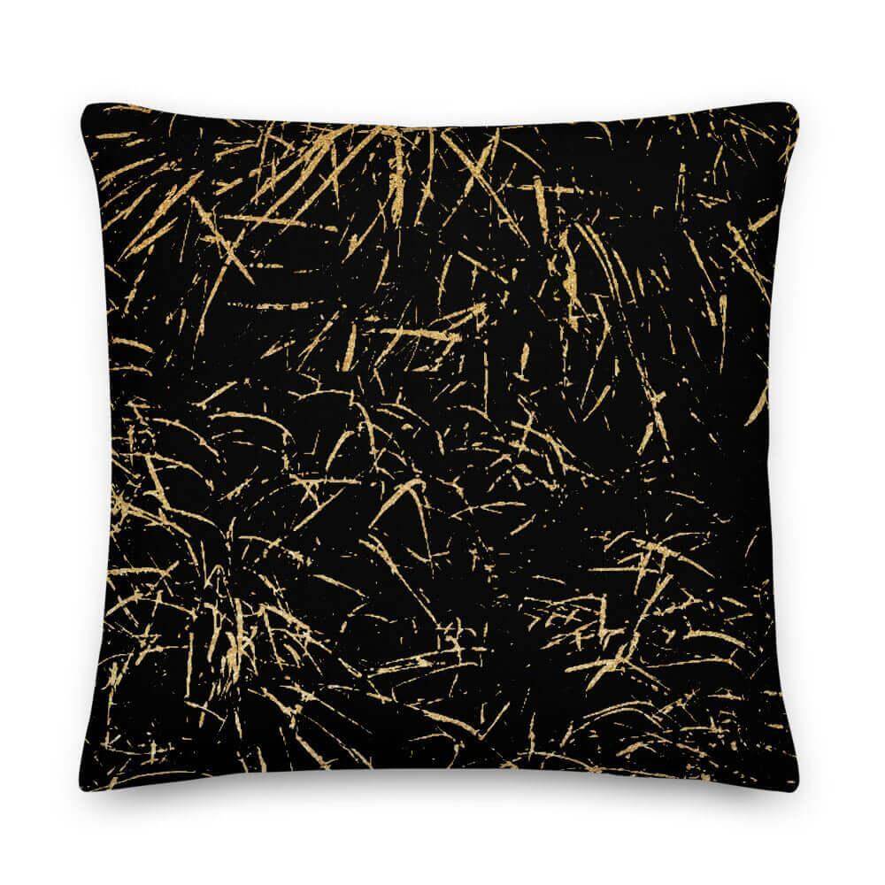 Abstract Grass Printed Decorative Premium Accent Throw Pillow Cushion - Gold / Black, Pillows, $ 71.50, A Moment Of Now™