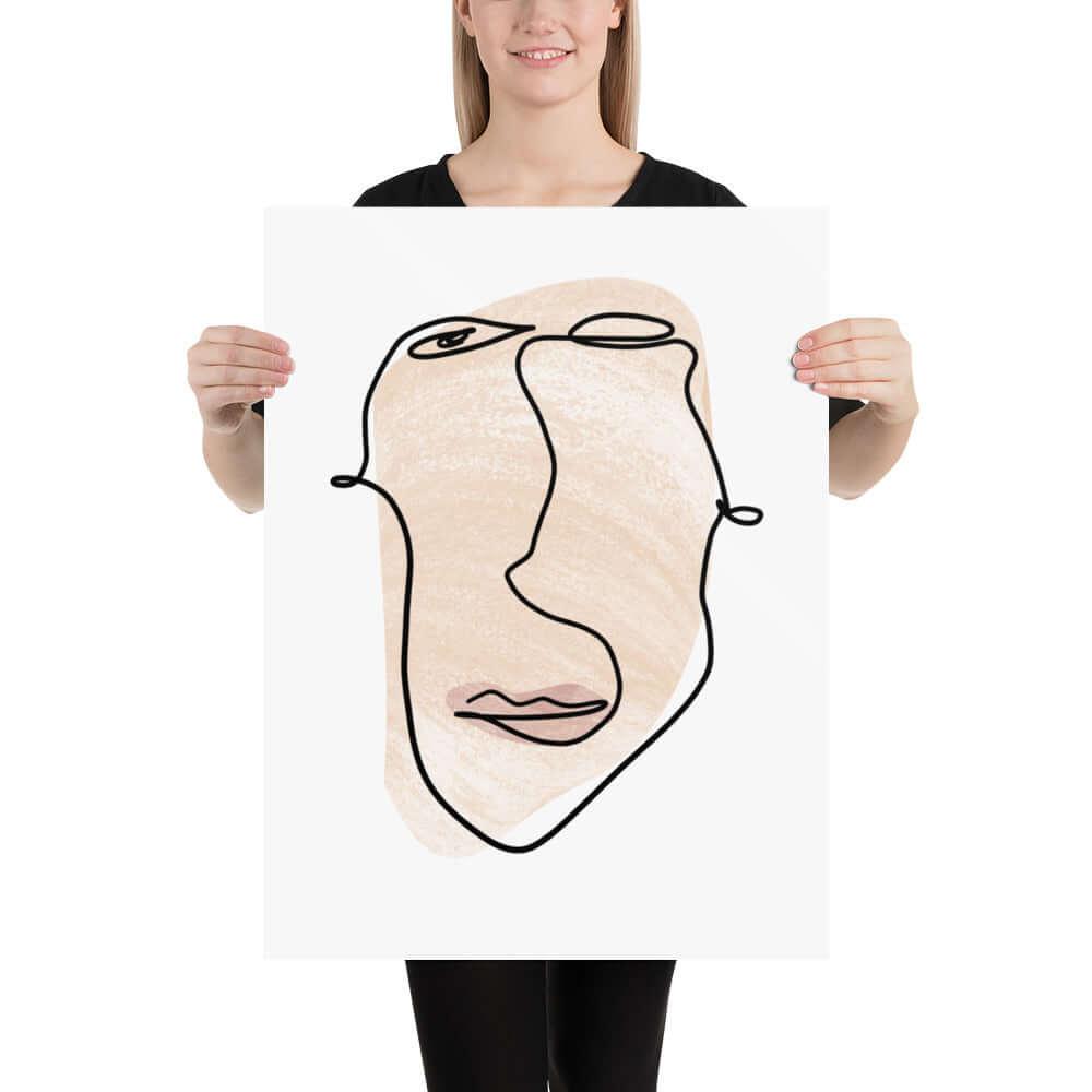 Abstract Minimal Line Art Drawing of a Face 10012020 Matte Poster | Boutique In USA, Posters, $ 45.00, A Moment Of Now™