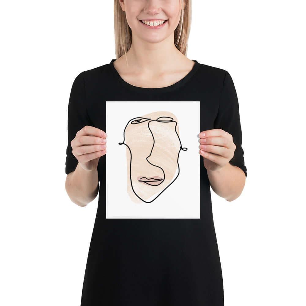 Abstract Minimal Line Art Drawing of a Face 10012020 Matte Poster | Boutique In USA, Posters, $ 32.00, A Moment Of Now™