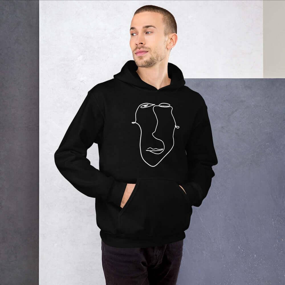 Abstract Minimal Line Art Drawing of a Face Unisex Hoodie | Boutique In USA, Hoodie, $ 51.24, A Moment Of Now™