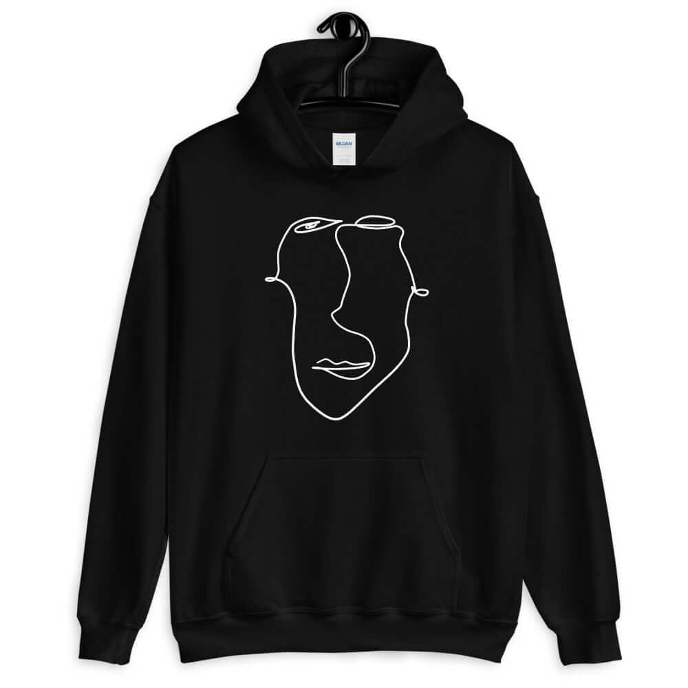 Abstract Minimal Line Art Drawing of a Face Unisex Hoodie | Boutique In USA, Hoodie, $ 51.24, A Moment Of Now™