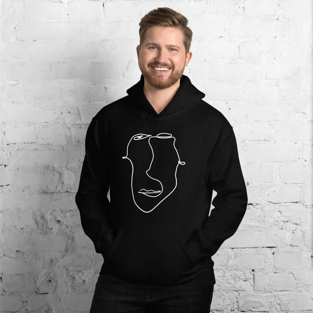 Abstract Minimal Line Art Drawing of a Face Unisex Hoodie | Boutique In USA, Hoodie, $ 51.24, A Moment Of Now™
